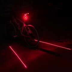 路捷达（Lugerda X） 自行车尾灯警示灯激光尾灯山地车尾灯安全尾灯死飞夜骑安全灯警示灯 红灯红平行线