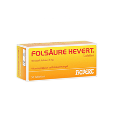 【JD物流】Hevert备孕期哺乳期妈妈叶酸片 预防胎儿畸形促进宝宝发育 中老年人更年期叶酸片 50粒 (8441494) 德国直邮原装进口