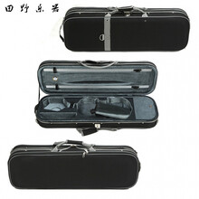 小提琴盒子琴盒轻双肩背箱子-带锁带湿度表轻便双肩背 H12黑色灰条边4/4