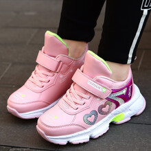 童鞋 冬季新款女童加绒加毛运动棉鞋中大童保暖小女孩鞋子时尚百搭跑步鞋 糖粉大棉加绒【按照脚长+1厘米购买鞋子内长】 27码鞋子内长约16.8厘米