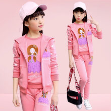新款儿童装女童春装运动套装新款洋气时髦大童春秋女孩衣服岁 粉色小公主三件套【收藏加够/优先发货】 105cm(吊牌105码建议身高95-105CM【