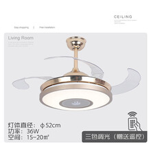 吸顶风扇灯现代简约客厅吊扇灯家用餐厅隐形吊灯卧室静音 55寸遥控变光 金蝶款三色+遥控