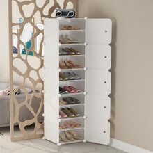 蔻丝 门口鞋架简易多层鞋柜塑料组装简约现代多功能防尘置物架子收纳柜 1列10层