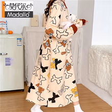 莫代尔睡衣女秋季大码薄款纯棉300斤过膝家居服秋冬季400斤女士长袖睡裙 浅黄色TK长袖大蝴蝶结 XXL宽松版(180-210斤)