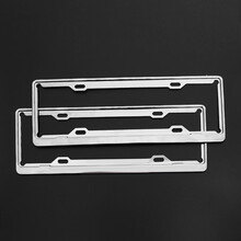 新交规牌照架车牌架外饰汽车车牌托盘改装 加厚不锈钢款银色