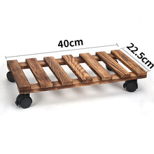 德沃多 移动托盘滚轮花盆底座 木质万向轮移动花托 圆形长方形花盆托盘滑轮托盘 实木材质 耐用带锁扣 黑轮40*22.5cm