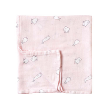 Hoppetta 日本10mois竹纤维新生儿多功能薄款包巾纱布巾婴儿春夏抱被盖毯 樱花兔