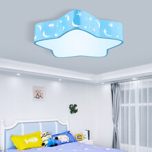 荔华儿童灯卧室灯星星卧室吸顶灯LED吸顶灯简约现代儿童房灯阳台温馨家用男孩女孩卡通led灯房间灯 38cm五角蓝框单白光