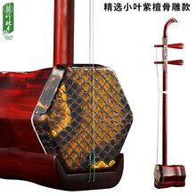 竹林丰 小叶紫檀二胡乐器苏州手工蒙皮 二胡初学练习专业考级演奏二胡成人儿童通用 金花蟒皮小叶紫檀骨雕款+防震琴盒+豪华初学大礼包
