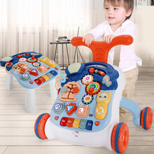 鑫思特升级版可调速婴儿学步车宝宝学走路音乐手推车早教多功能游戏学习桌 儿童防侧翻助步车玩具 蓝色