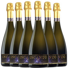 超市	INCANTO意大利莫斯卡托起泡酒原瓶进口moscato气泡果酒依卡特甜白葡萄酒（单支装配香槟杯） 整箱装（750ml*6支酒）