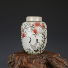 【芠拉】大清同治松鹤迎春枣子罐 仿古瓷器古董真品古玩收藏景德镇瓷器