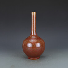 【芠拉】芠拉-大清康熙枣红窑变胆式瓶 仿古瓷器古董真品包老保真古玩收藏摆件