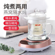 顺兴发燕窝炖盅碗专用迷你隔水电炖锅玻璃电全自动煮粥神器燕窝壶大容量煲汤炖汤锅 玫瑰金1.65L