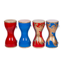 米囹 牛皮鼓14cm成人秧歌队舞胸鼓打击乐器腰鼓广场舞道具鼓儿童手拍鼓 14CM蓝色画龙胸鼓+全套配件+鼓包