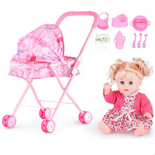 儿童玩具女孩过家家推车带娃娃洋娃娃宝宝婴儿小手推车女童公主 熊大铁车+小红+8件套