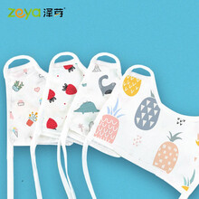 泽芽 婴儿口水巾防水围嘴纯棉纱布绑带围兜口zao罩式新生宝宝方形口水围 8层柔软水洗纱+防水层(防水款)-5条 适合公主(随机颜色)