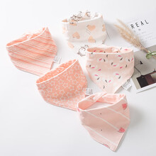 婴儿三角巾棉防水围嘴新生儿童洋气宝宝口水巾男童女孩围巾春夏 5条装-波西米亚女神系 春夏双面棉