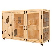 七友 猫笼子猫别墅 实木可组合两层猫柜子超大号猫舍木质宠物繁殖笼子猫咪用品 A款繁殖猫箱