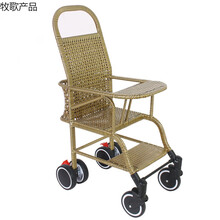 宝宝竹藤推车夏季婴儿仿藤椅推车轻便竹编推车小孩儿童竹子小推车1 土豪金双层编织A款