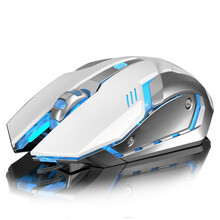 RK游戏鼠标fps吃鸡lol绝地求生cf宏编程电竟机械有线笔记本台式电脑家用办公 金属底白色(加强版)