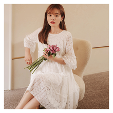 米度丽 孕妇连衣裙孕妇装夏季中长款夏天裙子宽松过膝长裙薄洋气潮妈夏装 白色 M