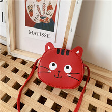 包包女童可爱小女孩洋气挎包潮童小猫斜挎背包宝宝时尚包 红色表情