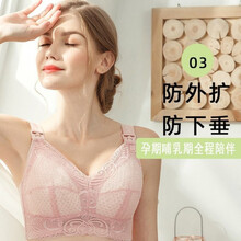 哺乳内衣大码薄款大胸显小薄文胸喂奶全罩杯防下垂产后聚拢有型EF哺乳文胸喂奶睡觉可穿孕产用品 淡粉色薄款 95C