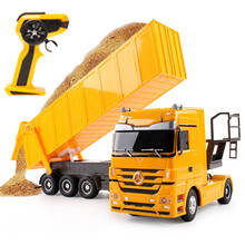 青艺遥控自卸车电动玩具遥控汽车运输重型大卡车奔驰授权大号工程车翻斗车模型儿童玩具 黄色重型卡车自卸车