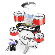小孩玩的架子鼓 爵士鼓小孩男孩男童生日礼物儿童乐器架子鼓玩MYFS 特大号热情红+电子琴+鼓谱 配凳子鼓架可升降