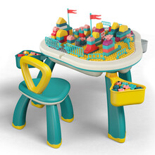 铭塔儿童积木桌子男孩女孩婴儿玩具3-6-8岁塑料拼插拼装游戏桌餐椅台多功能学习桌兼容乐高
