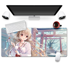 镇魂歌鼠标垫超大卡通动漫游戏二次元可爱女生加厚锁边学生办公电脑键盘垫定制订做电竞桌垫 朝暮巫女 300x800x3mm