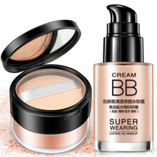 泊泉雅柔光丝滑蜜粉 自然亮采散粉遮瑕定妆粉+水粉霜 水粉霜30ml+定妆蜜粉15g(象牙白)