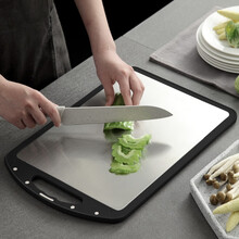 SenseYo菜板家用抗菌防霉316不锈钢双面小麦秸秆塑料砧板案板厨房切菜板 316双面抗菌（小号38.8*26）cm