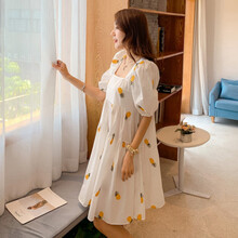 郁莎 孕妇连衣裙中长款2021新款薄款透气休闲孕妇裙子网红潮妈孕妇装夏装 白色菠萝 M