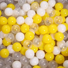 海洋球5.5彩色球儿童宝宝加厚波波池婴儿塑料小球池游乐场玩具球 加厚透明+白+黄色 7CM100个