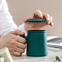 佳佰 【京东自有品牌】茶杯陶瓷带盖杯子泡茶杯办公室家用情侣茶水分离马克杯