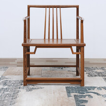 慢象红木家具非洲鸡翅木（学名：非洲崖豆木）禅椅 实木客厅扶手椅休闲椅靠背椅中式办公室办公椅电脑椅餐椅 长62*宽50*高43(总高81)cm