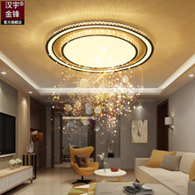客厅灯圆形简约现代极简温馨卧室灯浪漫房间灯书房灯调色调光汉宇金锋北欧LED水晶吸顶灯 直径100*高9CM
