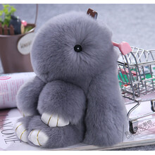 【618活动】韩国萌兔玩偶小兔子毛绒玩具手机挂饰垂耳兔公仔长耳兔兔书包挂件 中灰色 14cm高迷你款獭兔毛兔兔