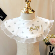 宝宝口水巾360度旋转婴儿围嘴日系加大圆形棉防吐奶围兜假领子 刺绣BABY