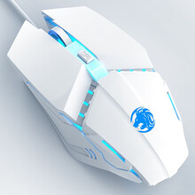 前行者3代电竞游戏绝地求生lolcf吃鸡机械2代台式电脑笔记本家用有线宏鼠标办公外设苹果静音 YX110【商务有线白色】