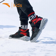 安踏童鞋 儿童运动鞋男中大童秋冬新款鞋子加绒保暖棉鞋 黑/大学红-2 37