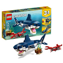 乐高（LEGO）乐高积木玩具恐龙飞机赛车汽车创意百变三合一系列儿童男孩玩具生日礼物 31088深海生物鱿鱼+鲨鱼+灯笼鱼（230粒）