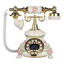 金顺迪 JSD001/仿古电话机欧式复古家用电话机固定坐机无线插卡电信移动联通手机卡 金白色按键款(插4G全网通手机卡)