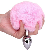 米涩 sm肛塞兔尾巴后庭自慰器毛绒球不锈钢金属 男用女用gay同志可穿戴外出 成人情趣性用品玩具  粉色