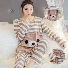 维黛芳孕妇睡衣哺乳衣薄款7月子服产后8月长袖长裤宽松大码出院服居家服套装 868 XL建议120-140斤