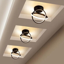 世尊 led北欧吸顶灯过道灯走廊灯玄关灯简约现代阳台灯衣帽间灯个性入户灯门厅灯飘窗灯 黑款20cm【暖光】暗装