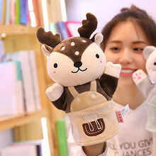 手偶玩具动物手套嘴巴能动毛绒恐龙腹语手偶儿童幼儿园表演可张嘴儿童节礼物 萌手偶-小鹿