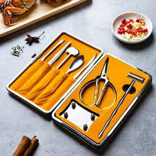 摩登主妇蟹夹钳工具大闸蟹钳子拆蟹剪刀吃螃蟹工具三件套蟹八件 8件套